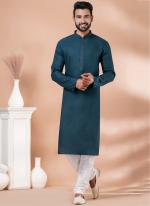 Cotton Dark Green Traditional Wear Weaving Kurta Pajama